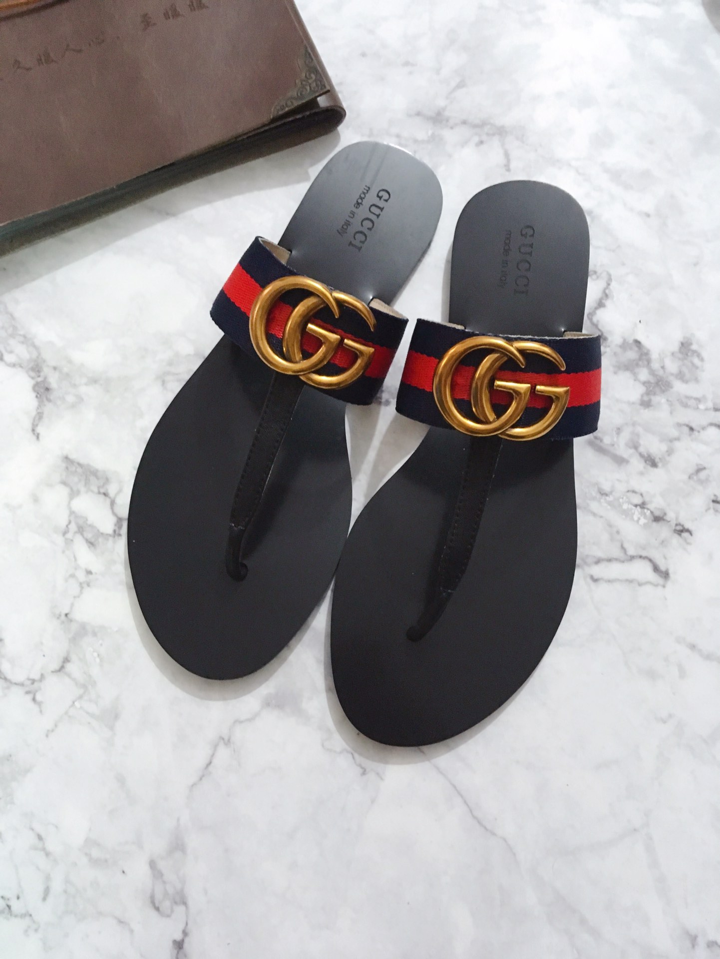 G*u*i marmont leather sandal red and blue ‎612138