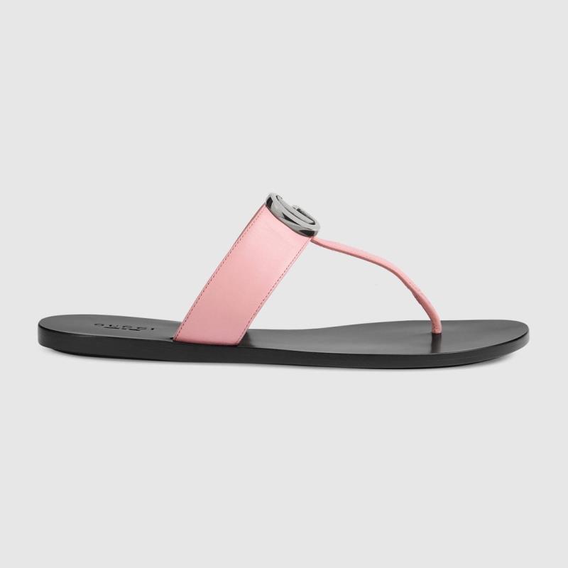 G*u*i leather thong sandal with double g pink 497444