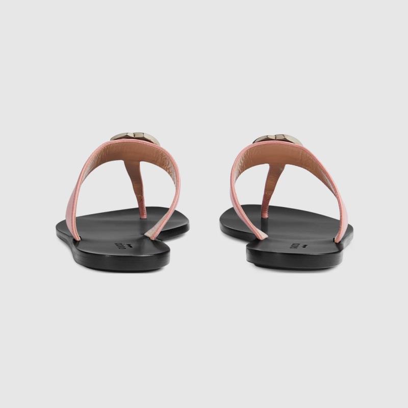 G*u*i leather thong sandal with double g pink 497444
