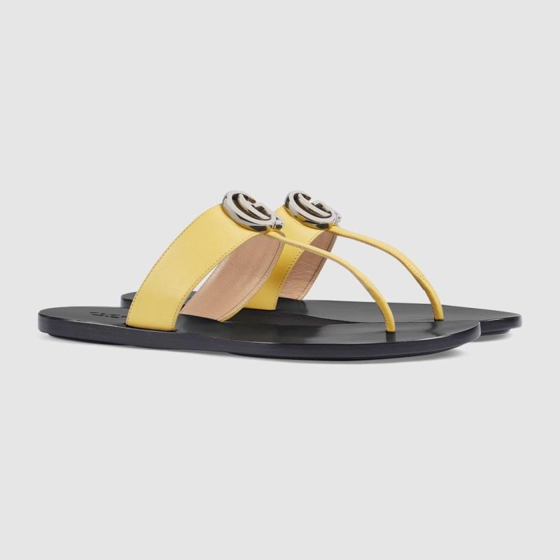 G*u*i leather thong sandal with double g yellow 497444