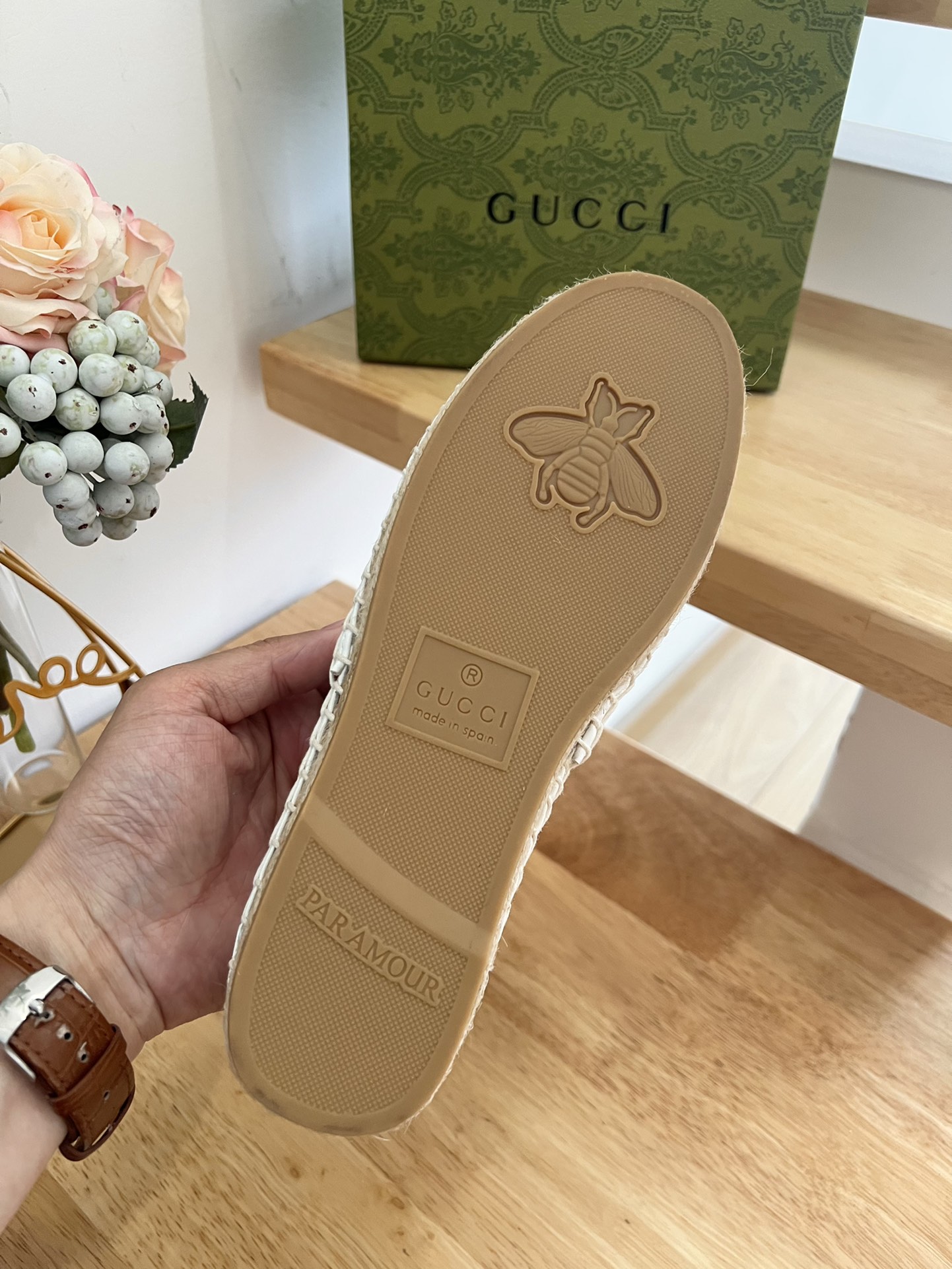 G*u*i leather espadrille with double g white 551890