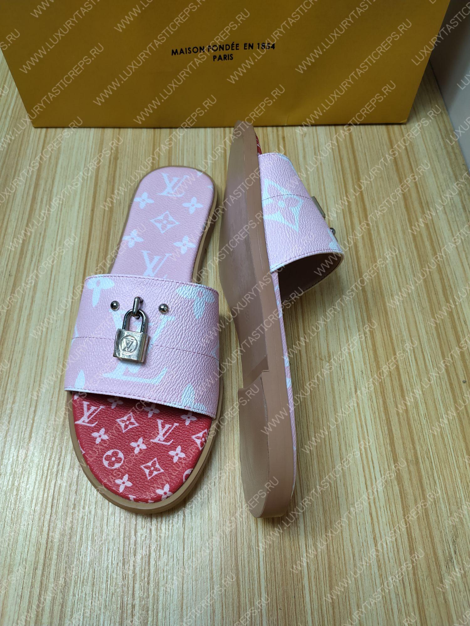 l**is V*t*n mule plate lock it white and pink 1a64mn