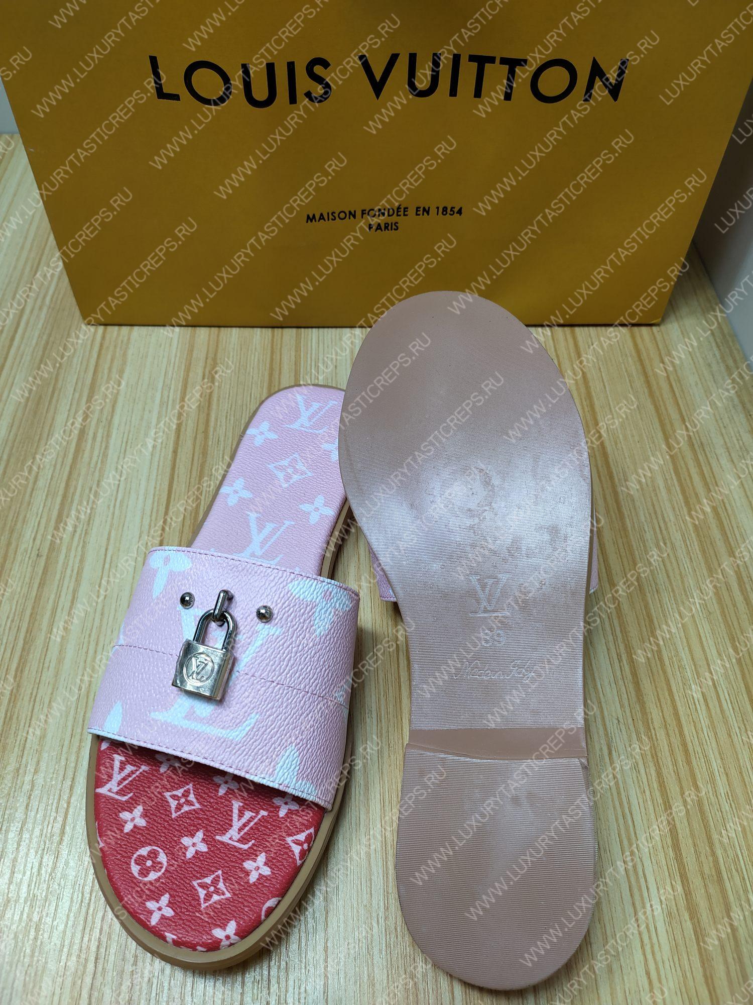 l**is V*t*n mule plate lock it white and pink 1a64mn