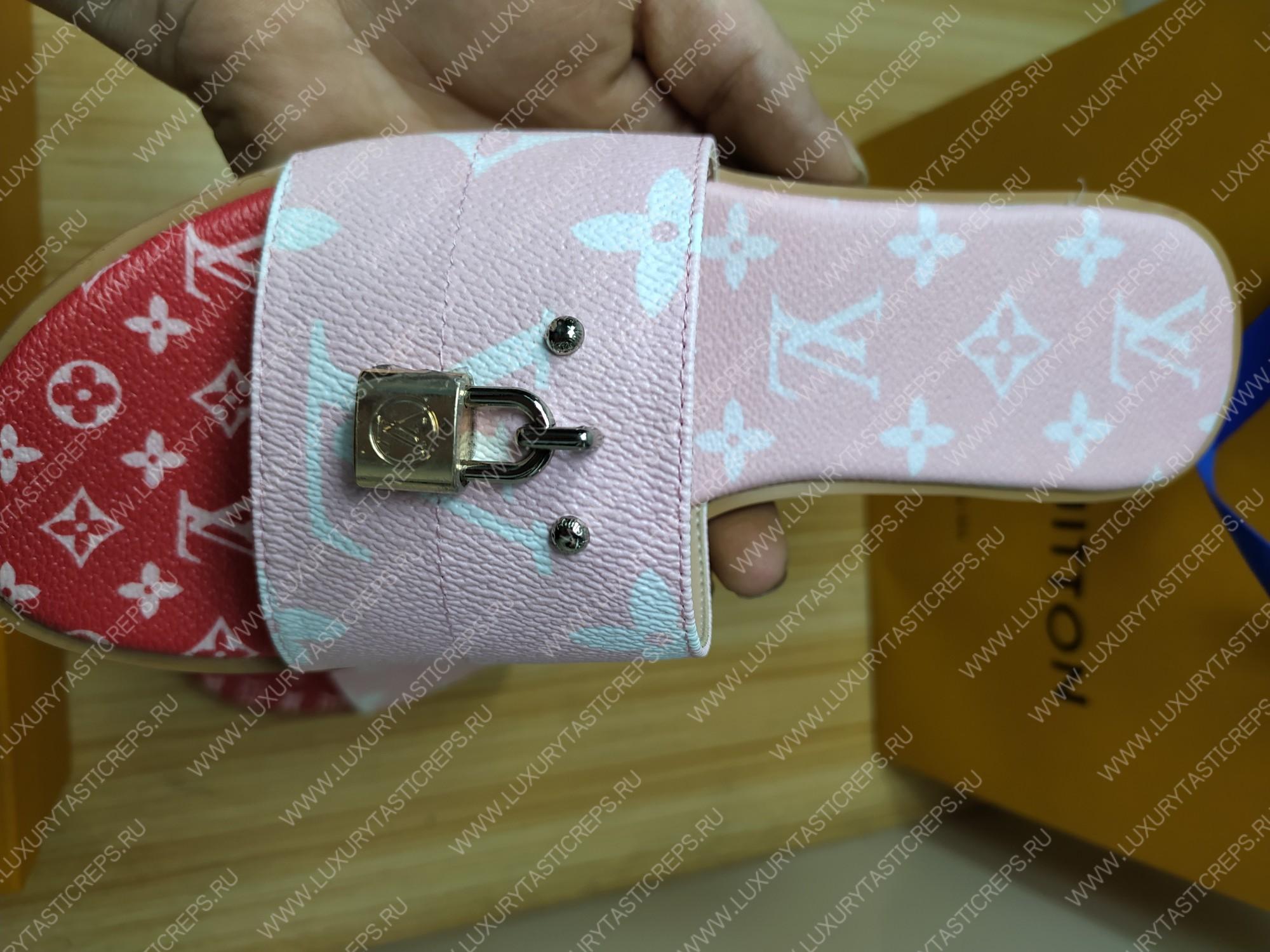 l**is V*t*n mule plate lock it white and pink 1a64mn