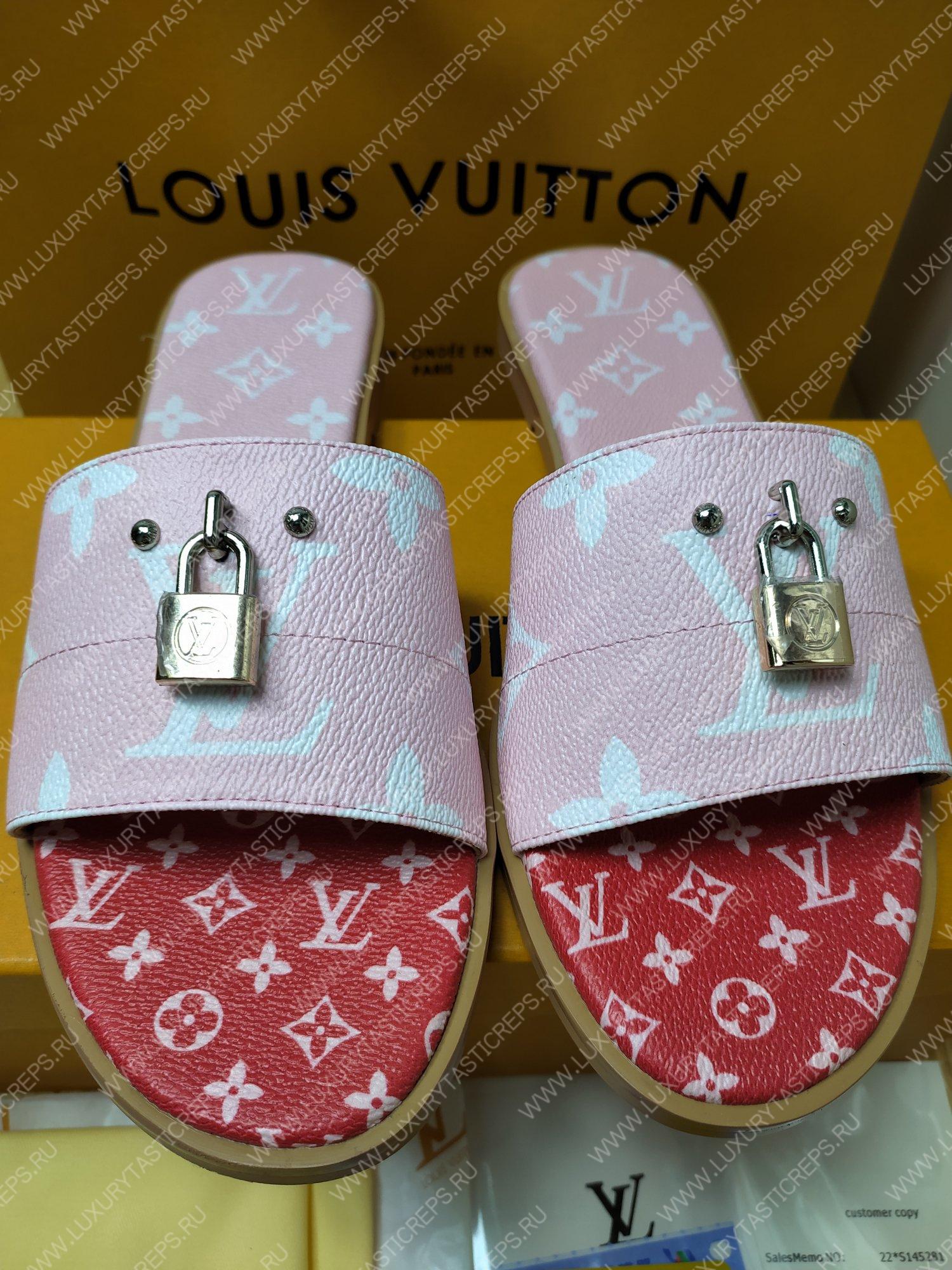 l**is V*t*n mule plate lock it white and pink 1a64mn