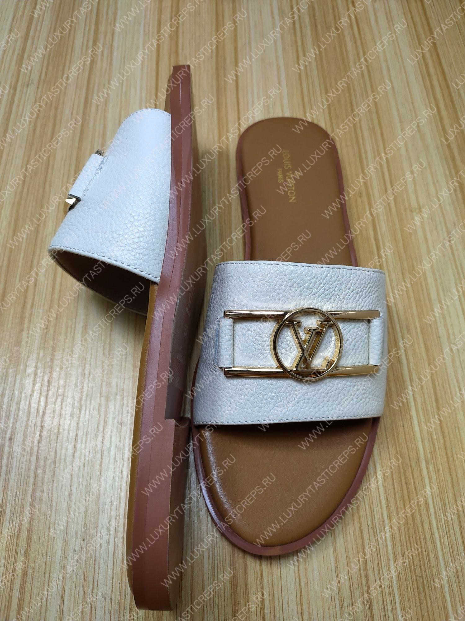 l**is V*t*n lock it flat mule white and beige 1a64z7