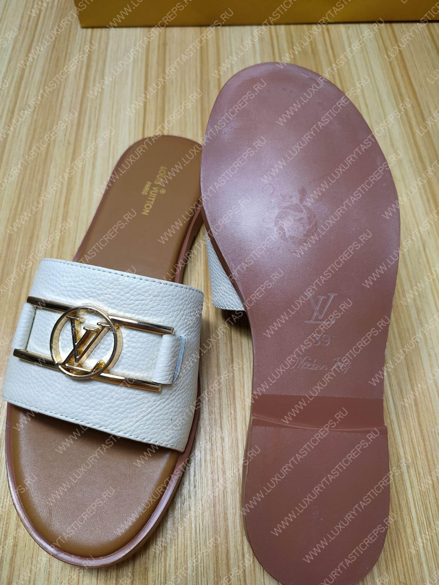 l**is V*t*n lock it flat mule white and beige 1a64z7