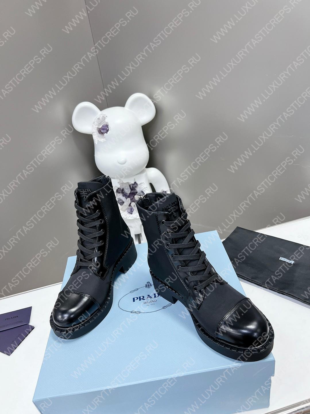 Pra*a logo plaque ankle boots black 1t782m