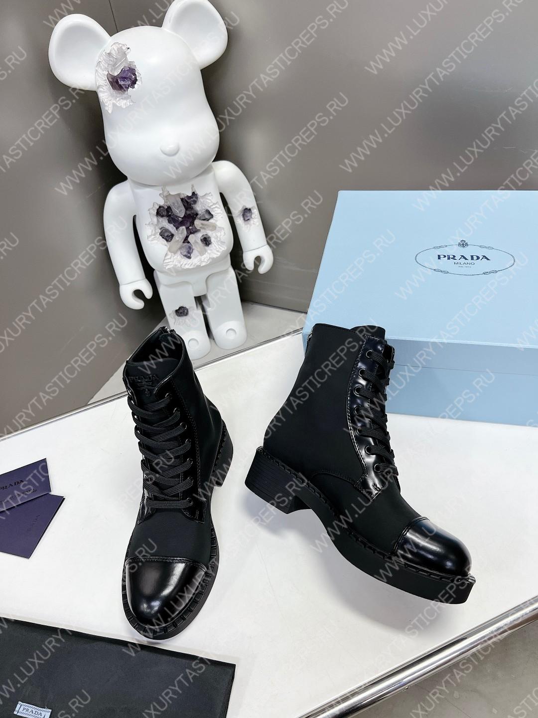 Pra*a logo plaque ankle boots black 1t782m