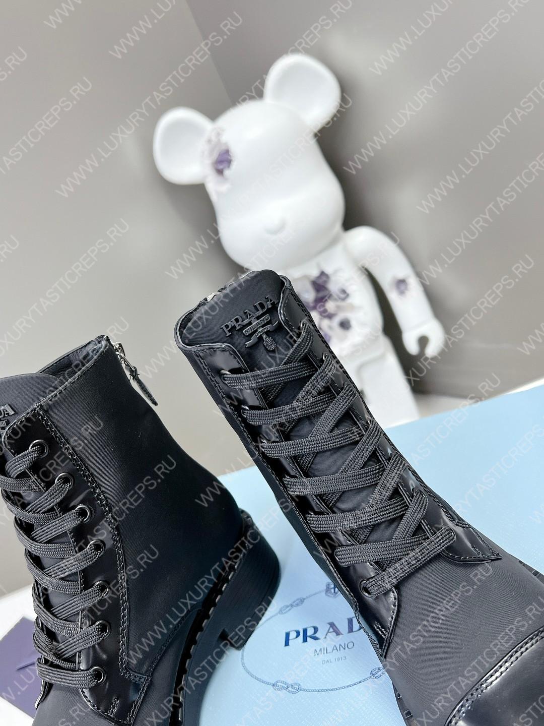 Pra*a logo plaque ankle boots black 1t782m