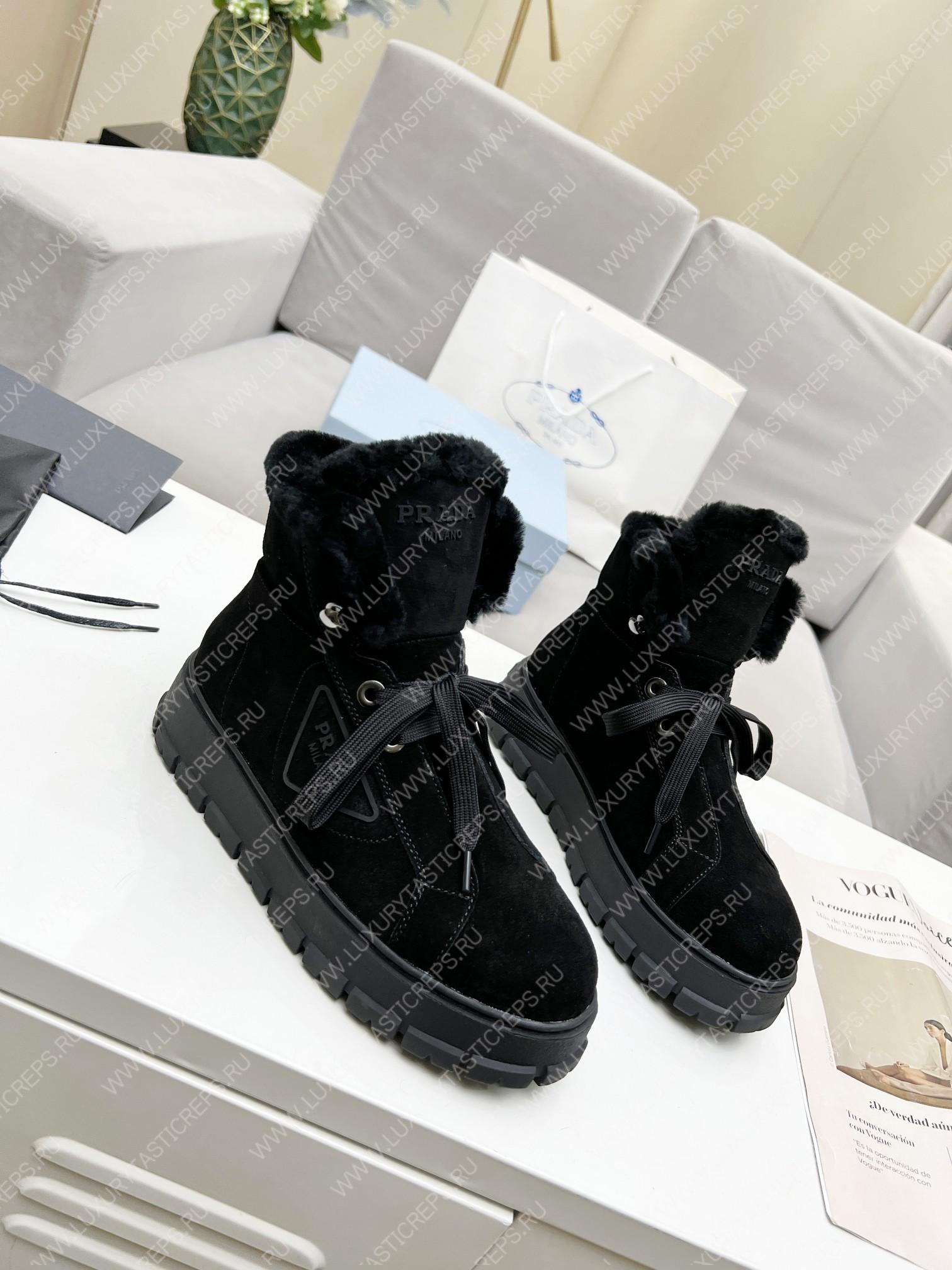Pra*a gabardine lace-up booties black 1t492m