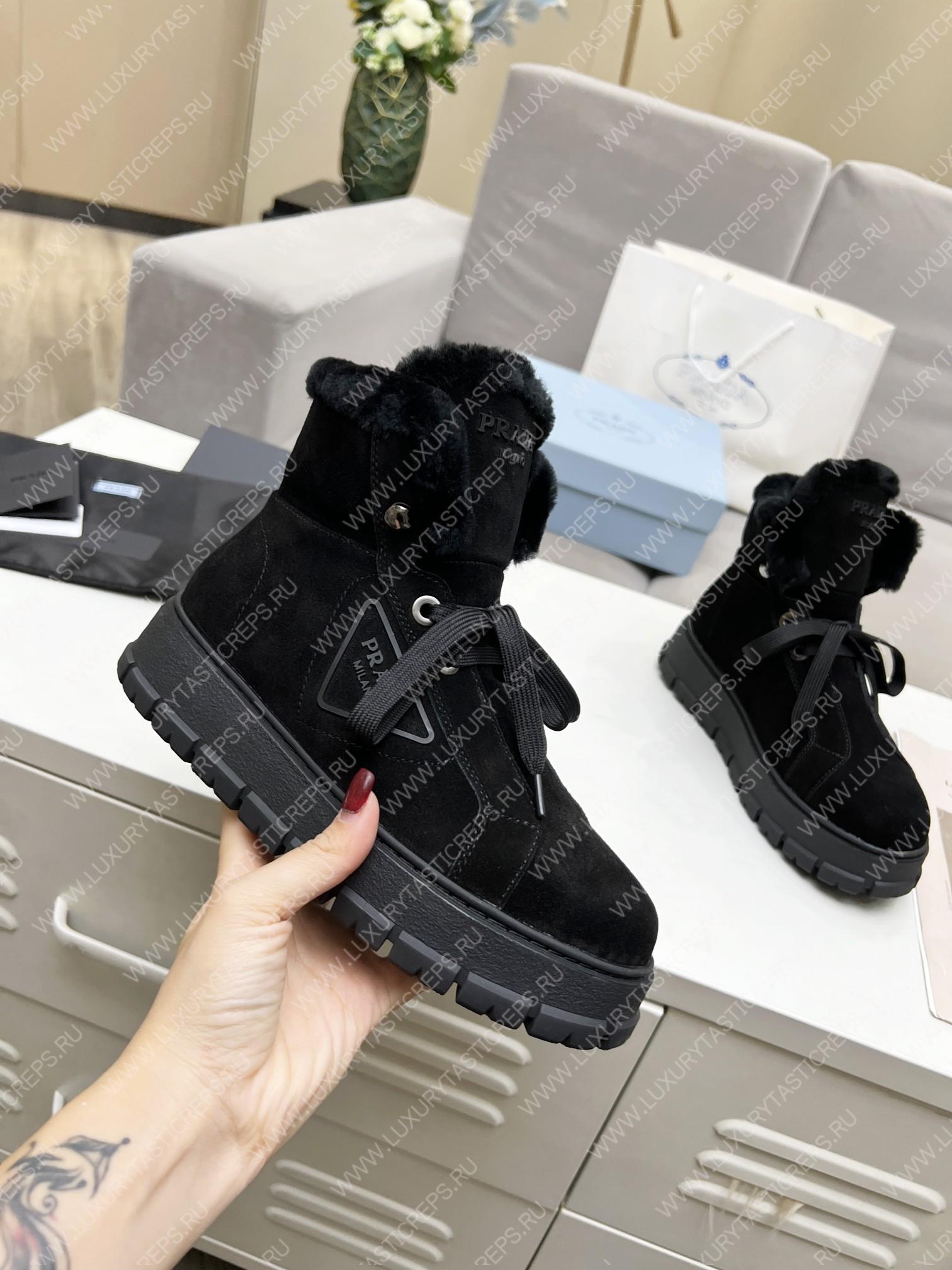 Pra*a gabardine lace-up booties black 1t492m