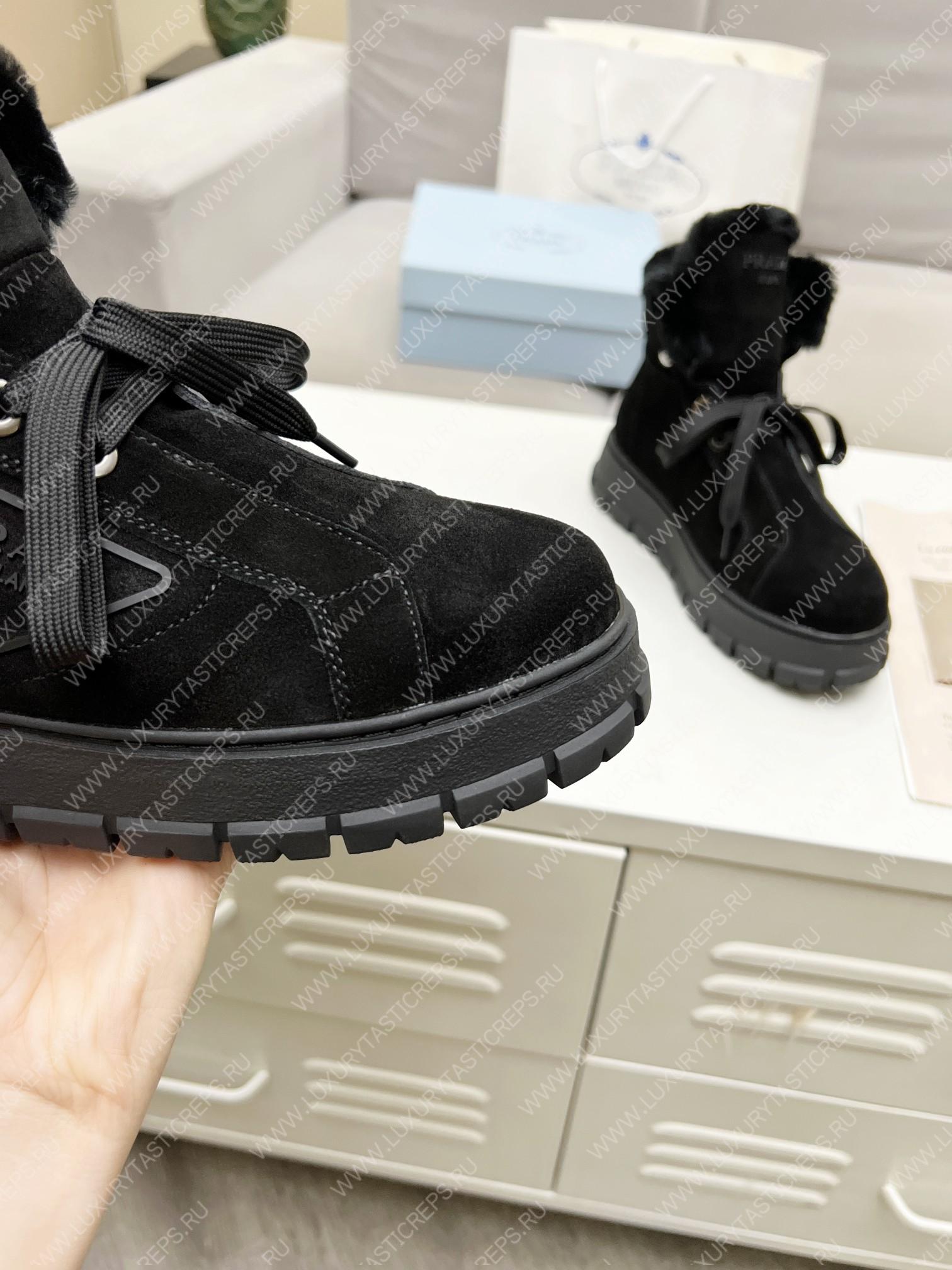 Pra*a gabardine lace-up booties black 1t492m