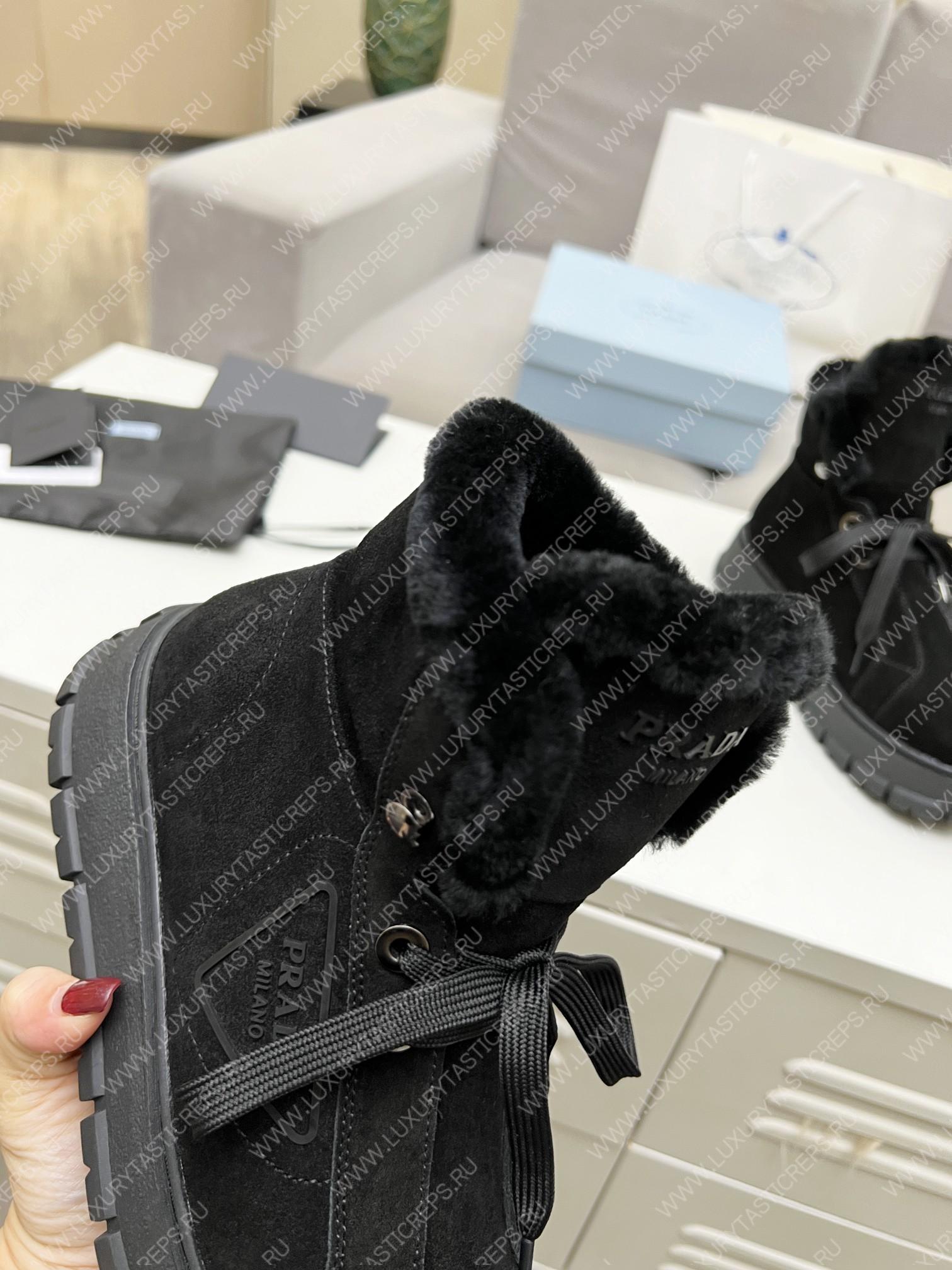 Pra*a gabardine lace-up booties black 1t492m