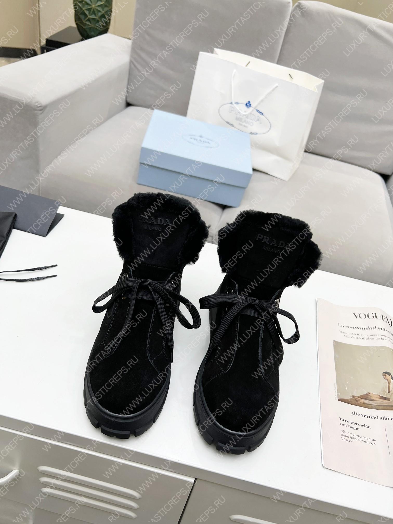 Pra*a gabardine lace-up booties black 1t492m
