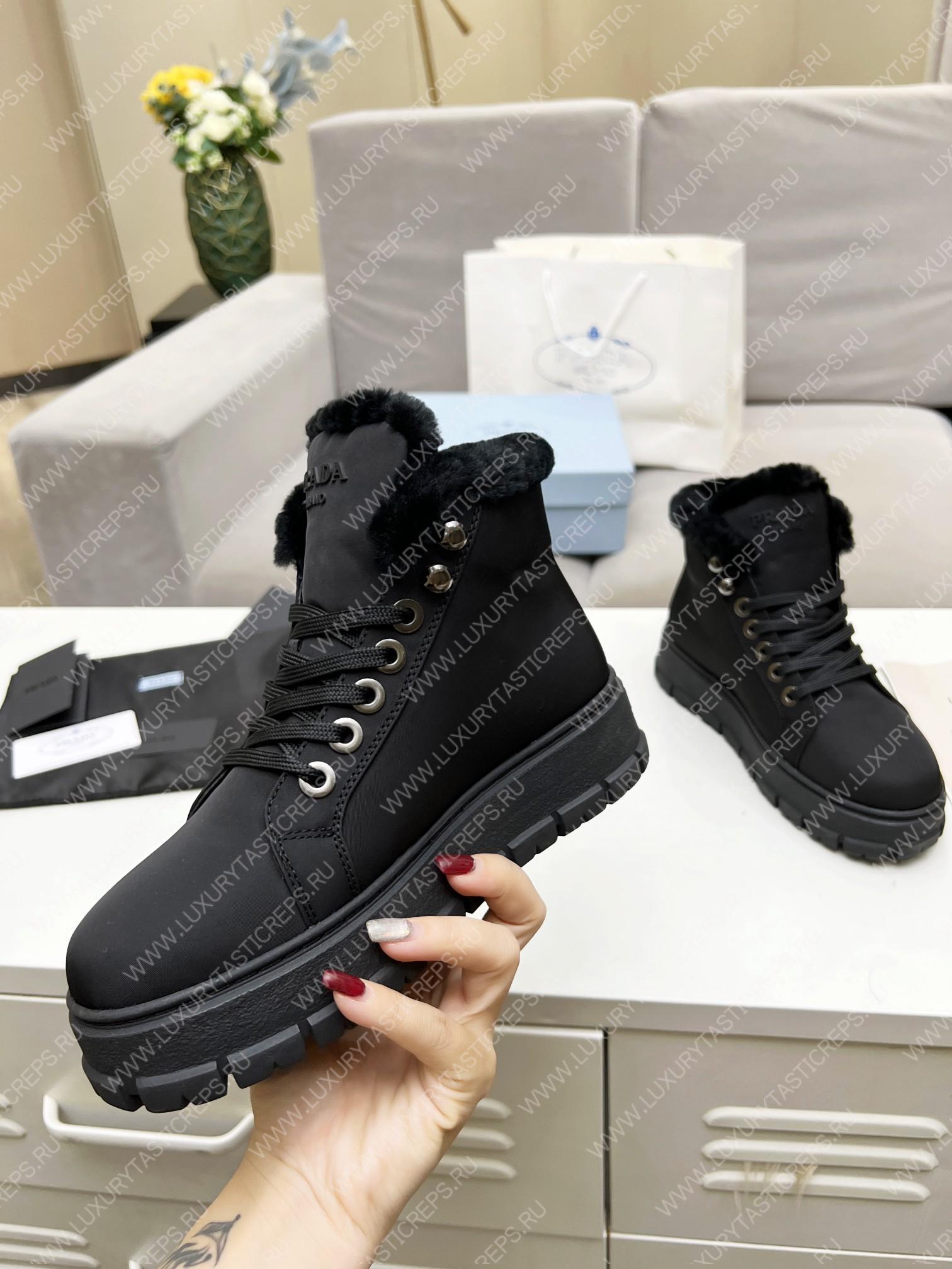 Pra*a nylon lace-up booties black 1t490m