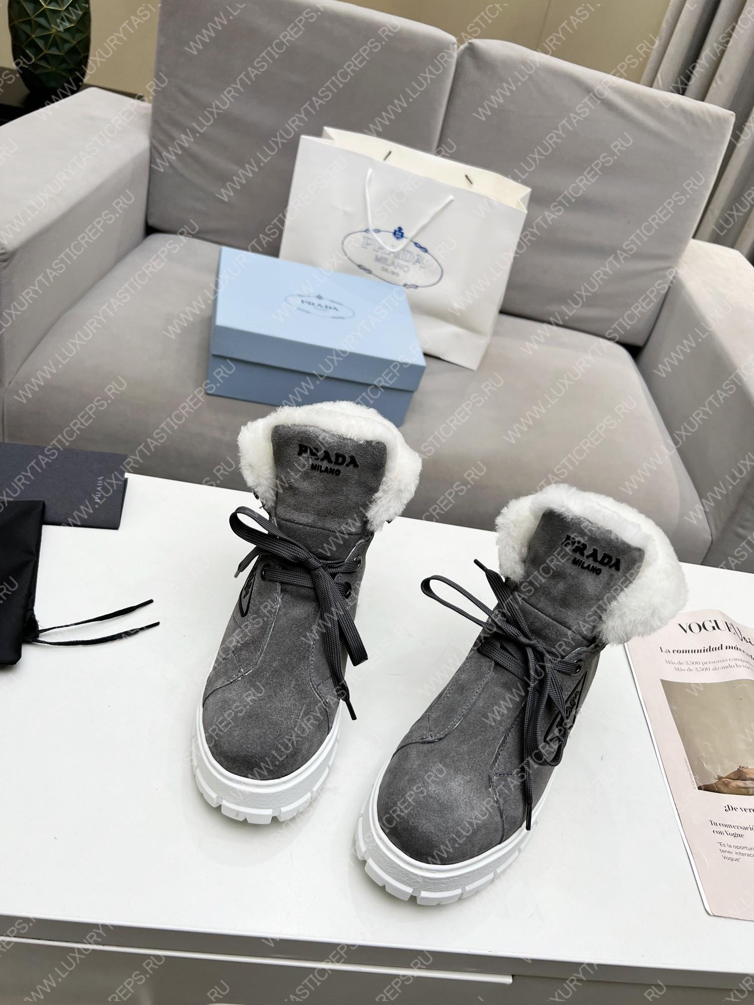 Pra*a gabardine lace-up booties grey 1t492m