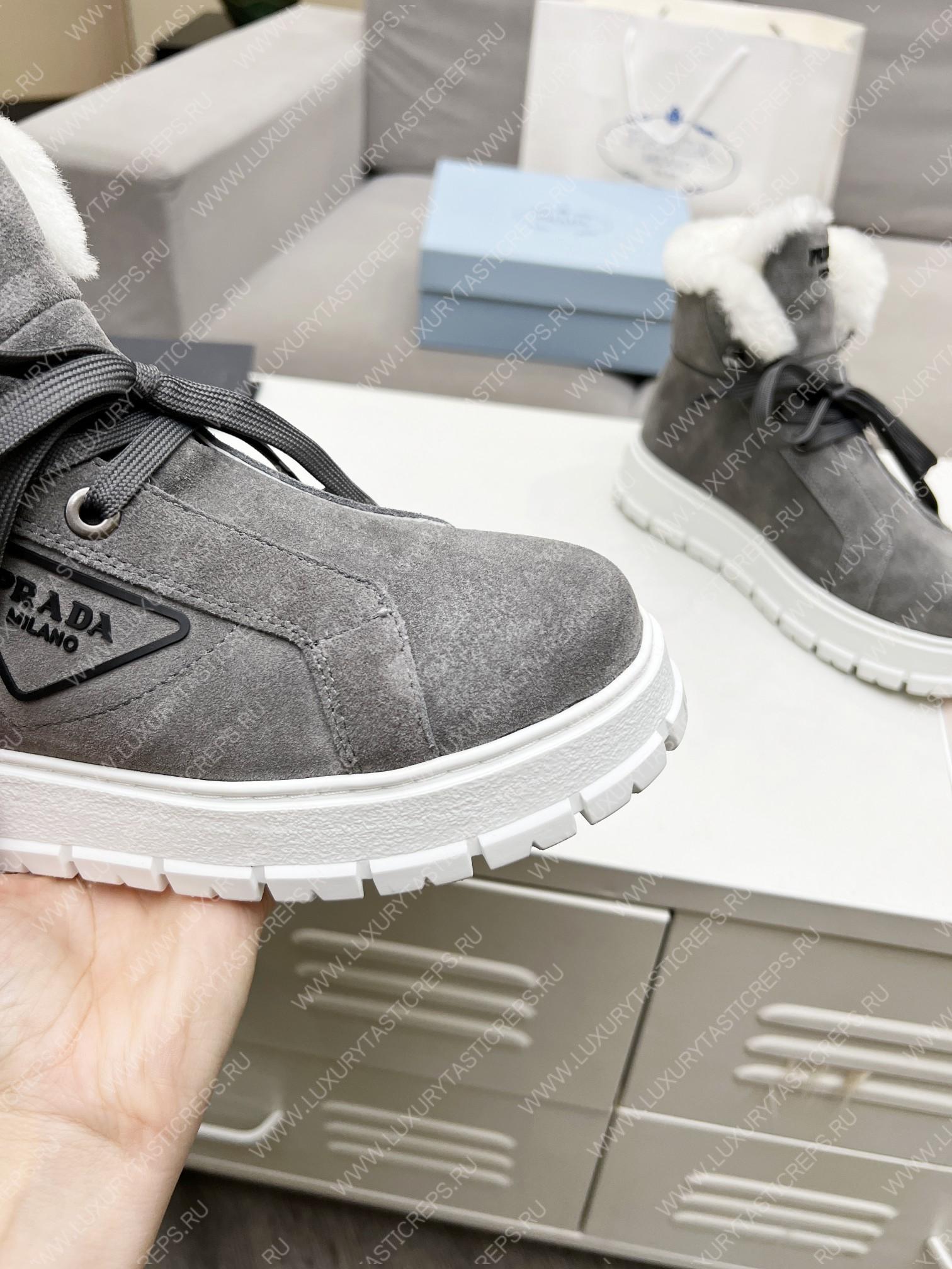 Pra*a gabardine lace-up booties grey 1t492m