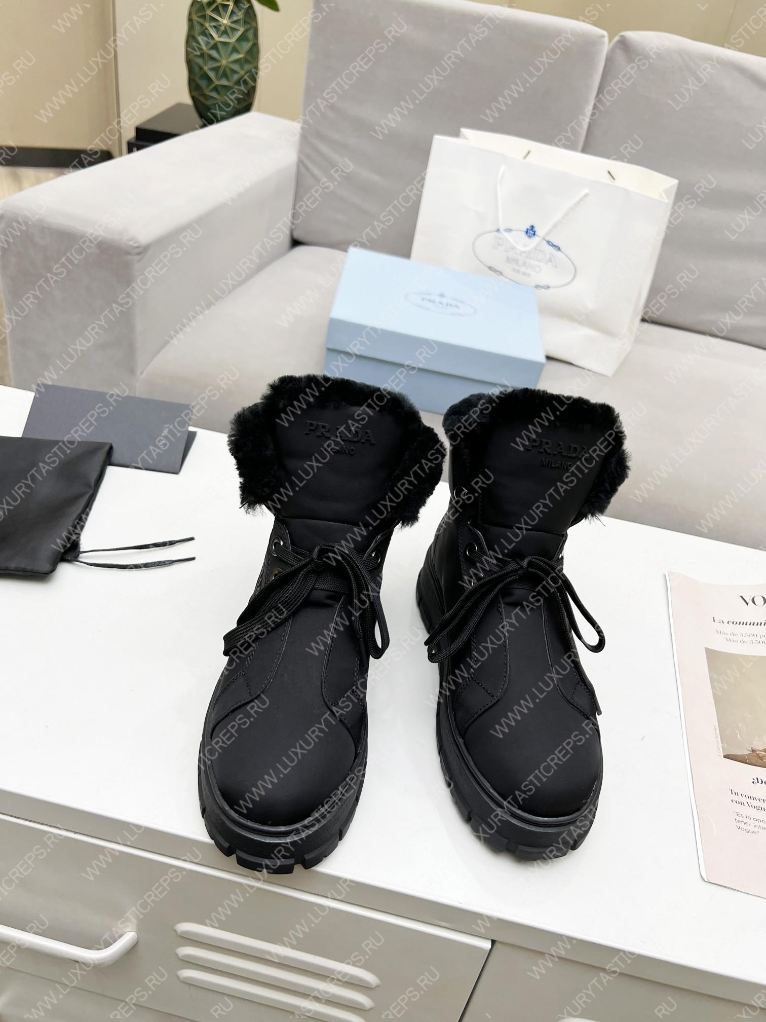 Pra*a gabardine lace-up booties black 1t492m