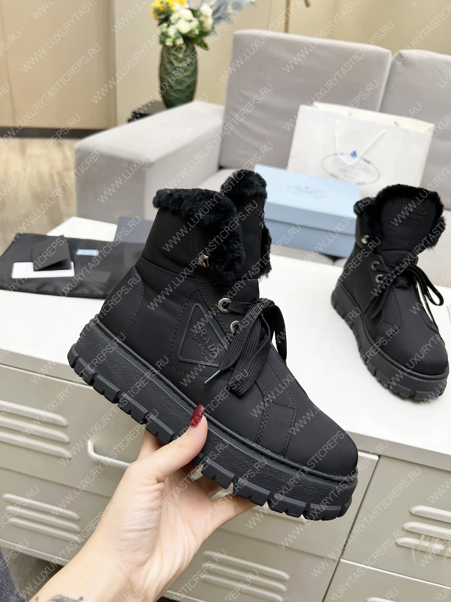 Pra*a gabardine lace-up booties black 1t492m