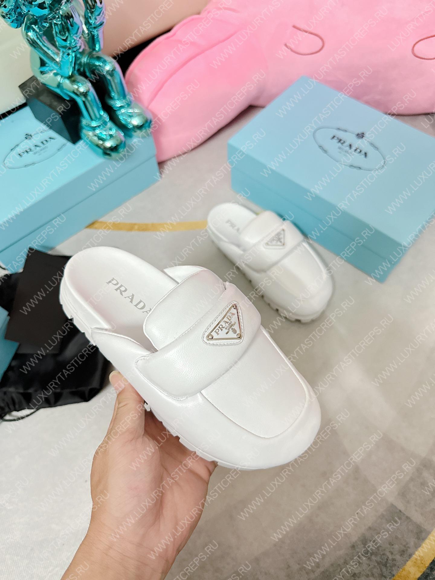 Pra*a soft padded sabots white 1d109n