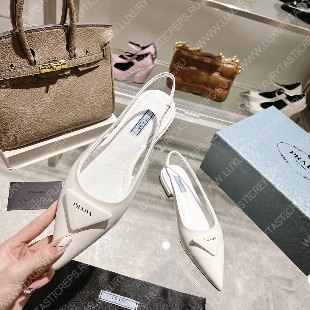 Pra*a brushed leather slingbacks white 1i565m