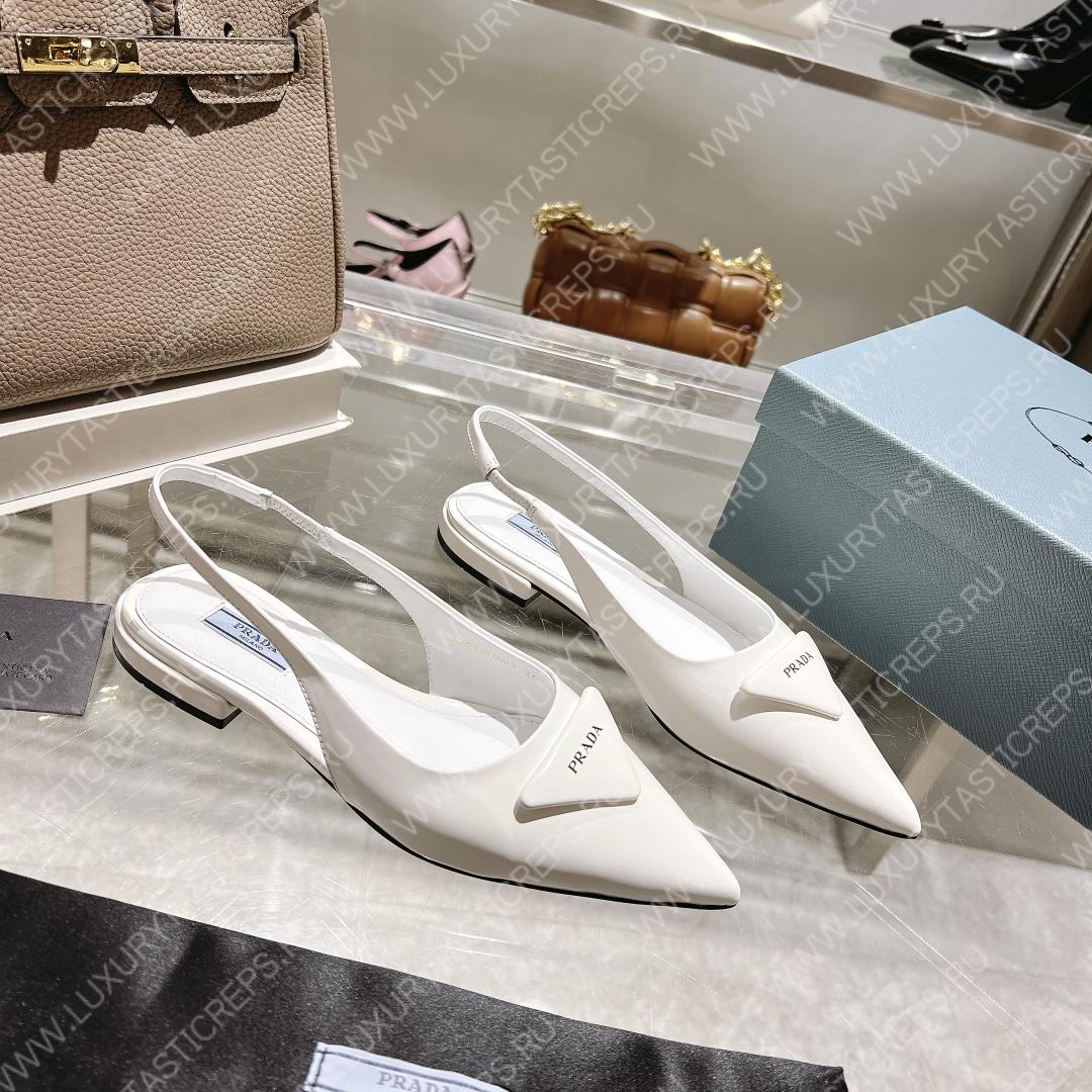 Pra*a brushed leather slingbacks white 1i565m