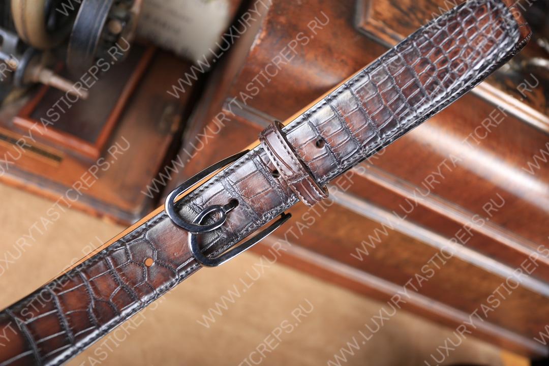 BERLUTI ALLIGATOR BELT BROWN C0035-E2