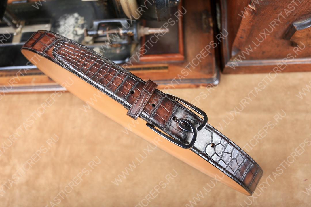 BERLUTI ALLIGATOR BELT BROWN C0035-E2