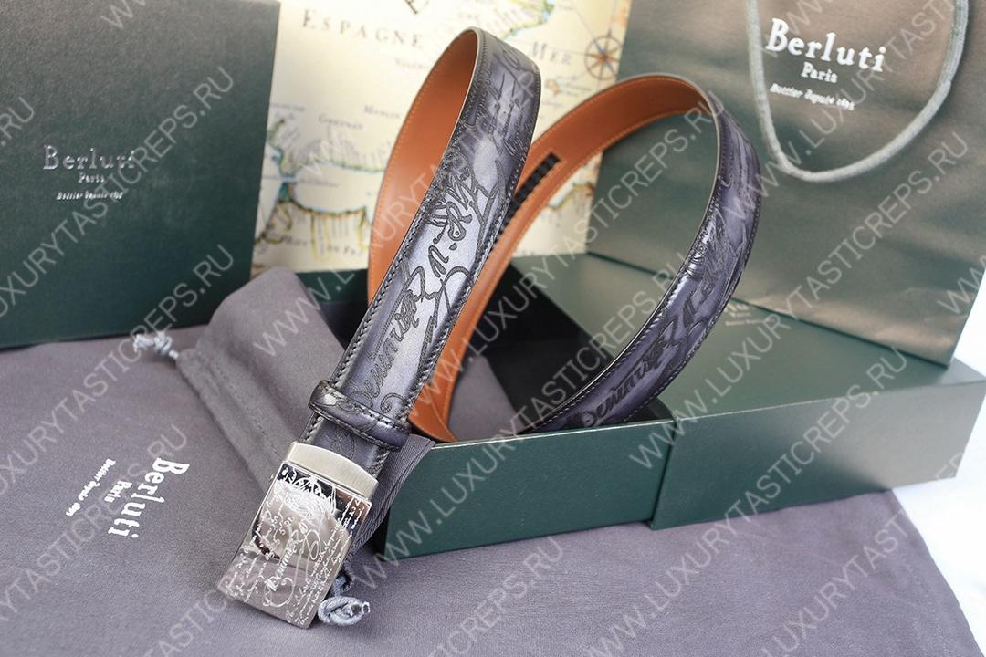 BERLUTI VENEZIA SCRITTO BELT BLACK C0020-R1