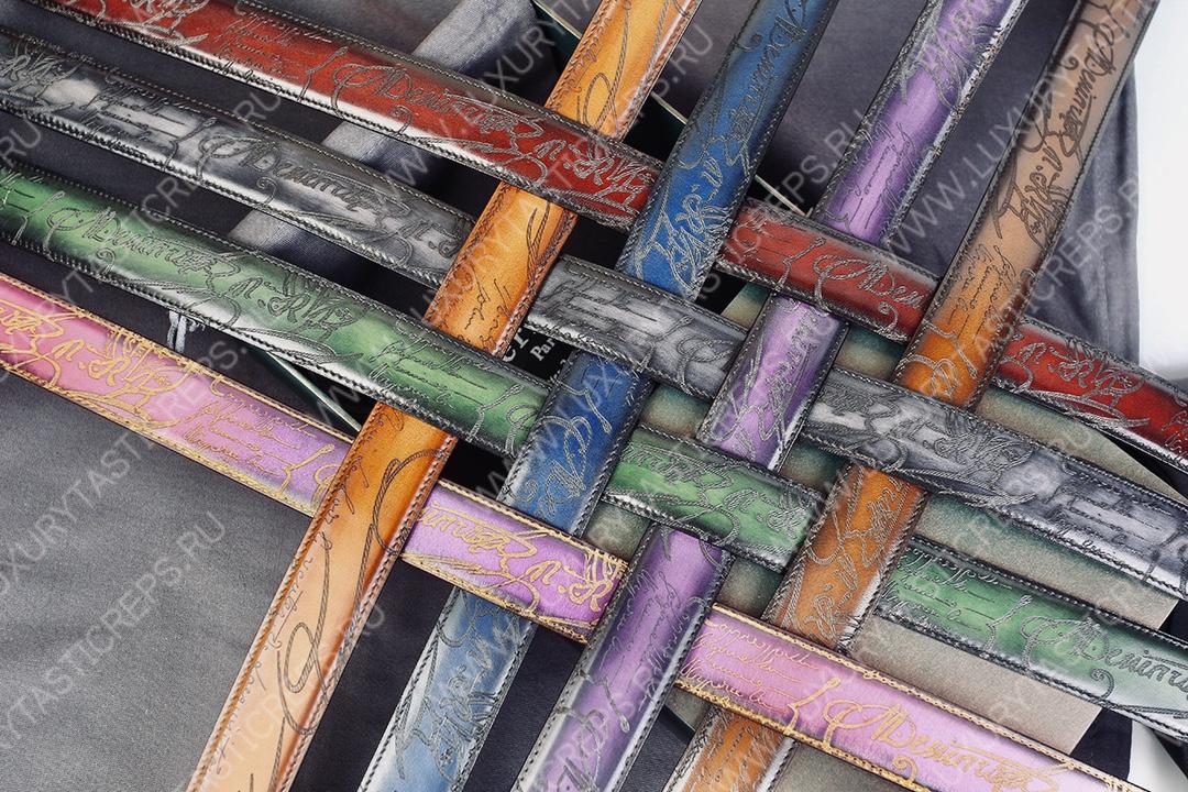 BERLUTI VENEZIA SCRITTO BELT BROWN C0020-R1