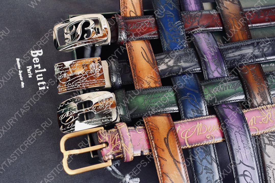 BERLUTI VENEZIA SCRITTO BELT RED BROWN C0020-R1