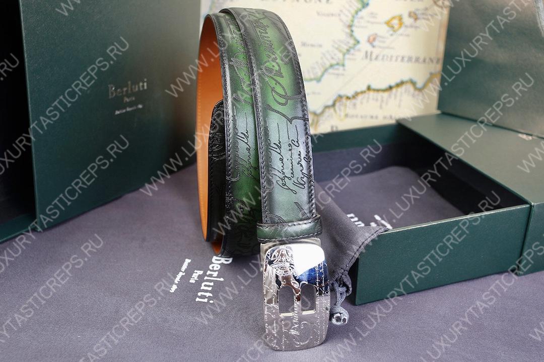 BERLUTI VENEZIA SCRITTO BELT GREEN C0020-R1