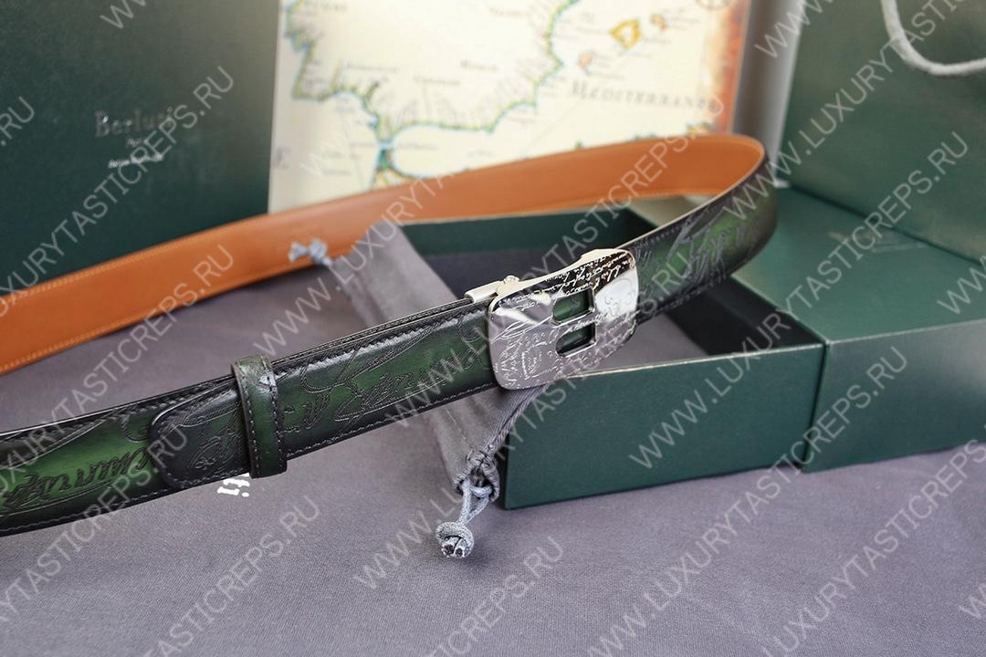 BERLUTI VENEZIA SCRITTO BELT GREEN C0020-R1