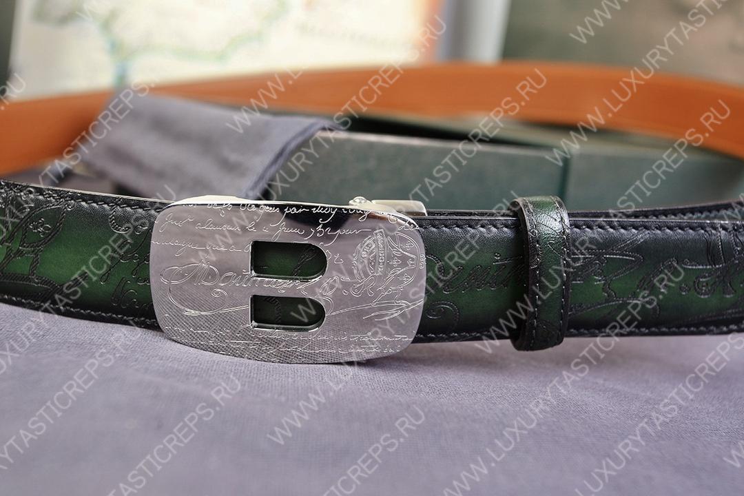 BERLUTI VENEZIA SCRITTO BELT GREEN C0020-R1