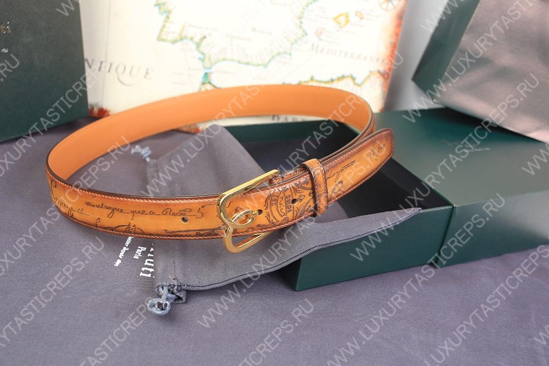 BERLUTI LEATHER BELT BROWN C0028-R1