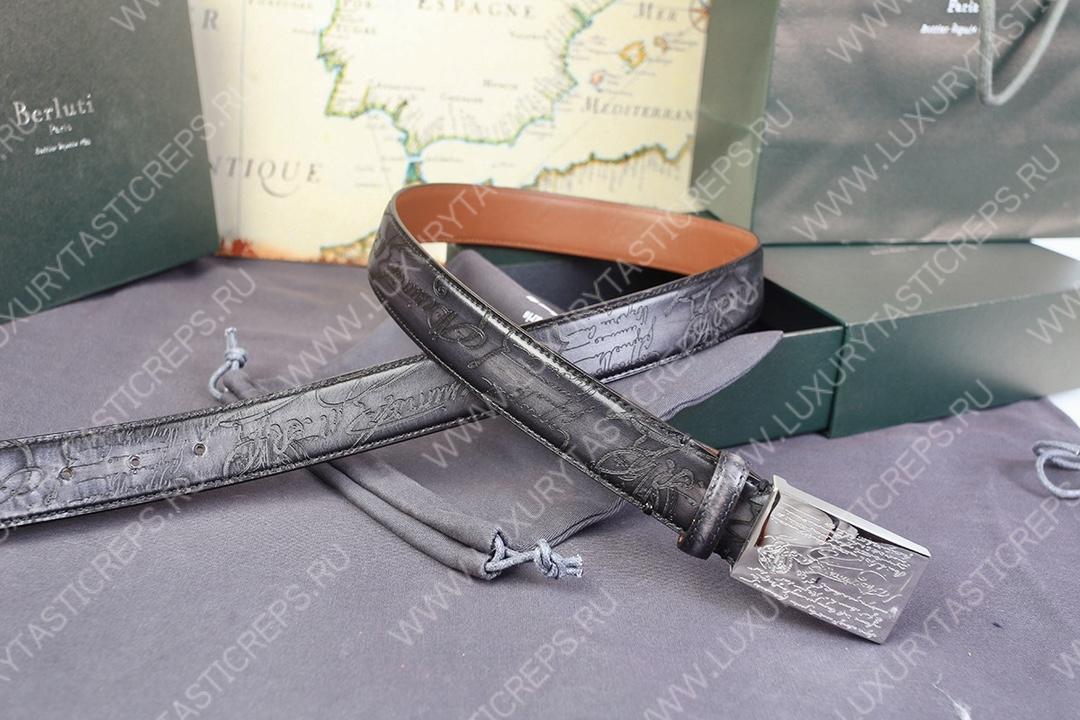 BERLUTI LEATHER BELT BLACK C0028-R1