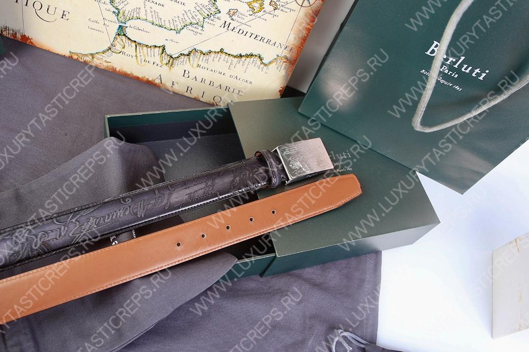 BERLUTI LEATHER BELT BLACK C0028-R1