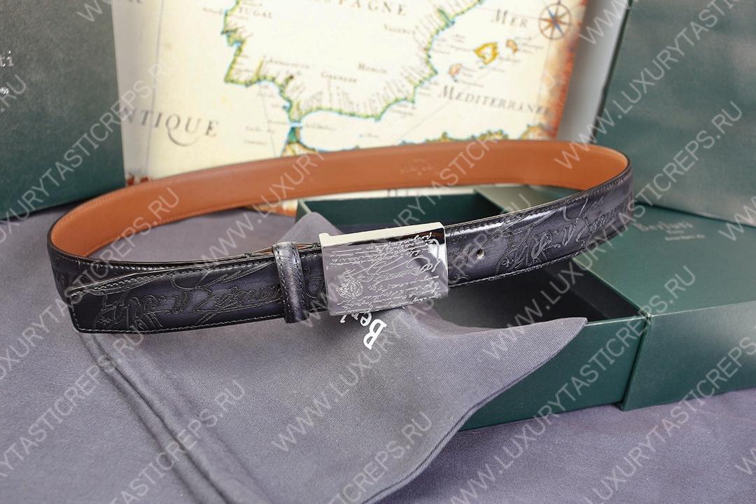 BERLUTI LEATHER BELT BLACK C0028-R1
