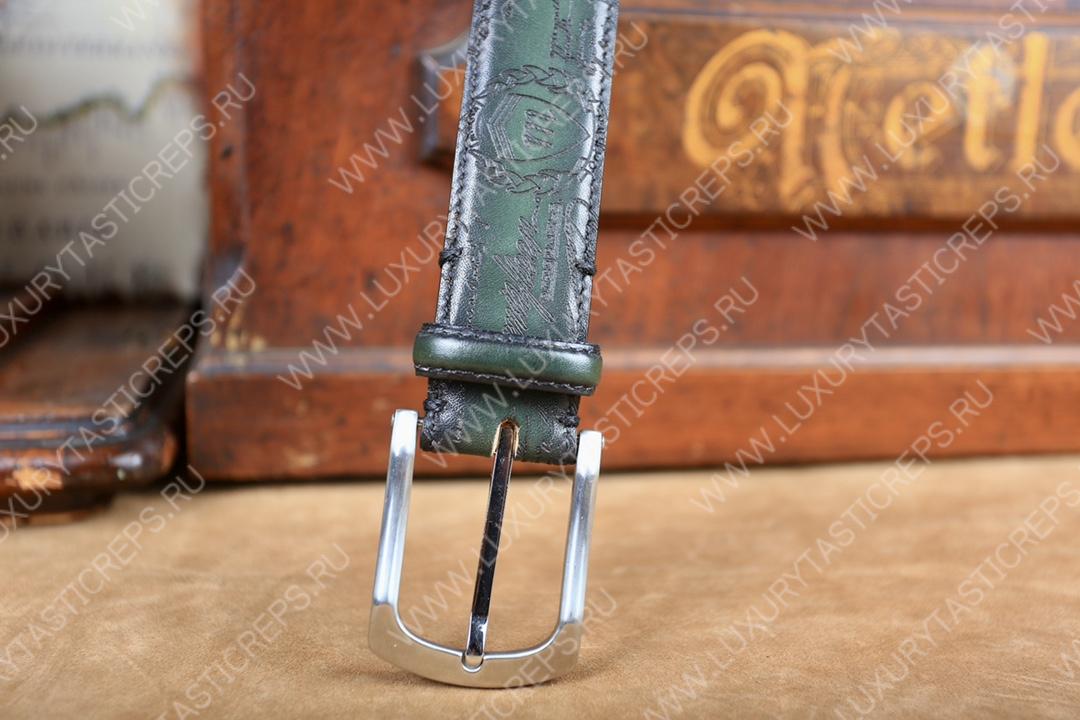 BERLUTI CLASSIC SCRITTO LEATHER BELT GREEN C0002