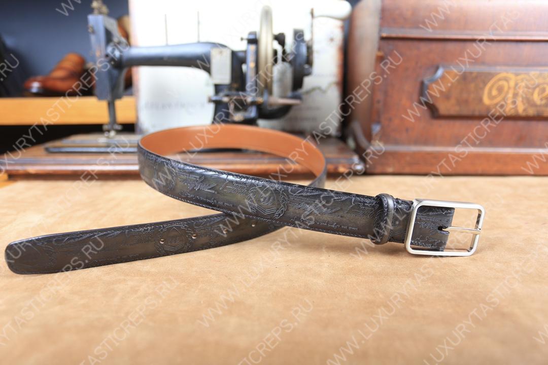 BERLUTI CLASSIC SCRITTO LEATHER BELT NERO C0002