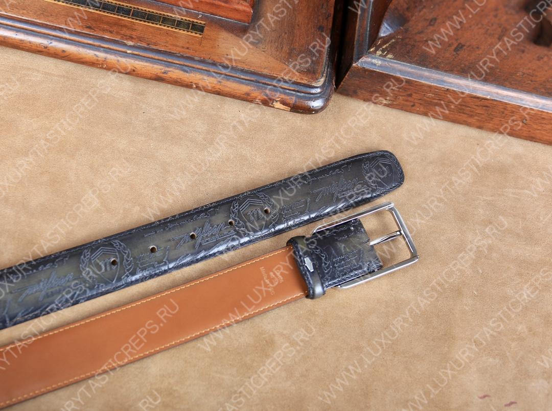 BERLUTI CLASSIC SCRITTO LEATHER BELT NERO C0002