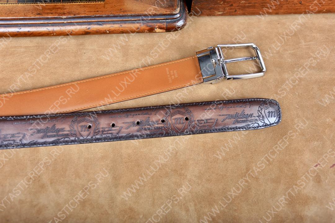 BERLUTI CLASSIC SCRITTO LEATHER BELT TOBACCO BIS C0002