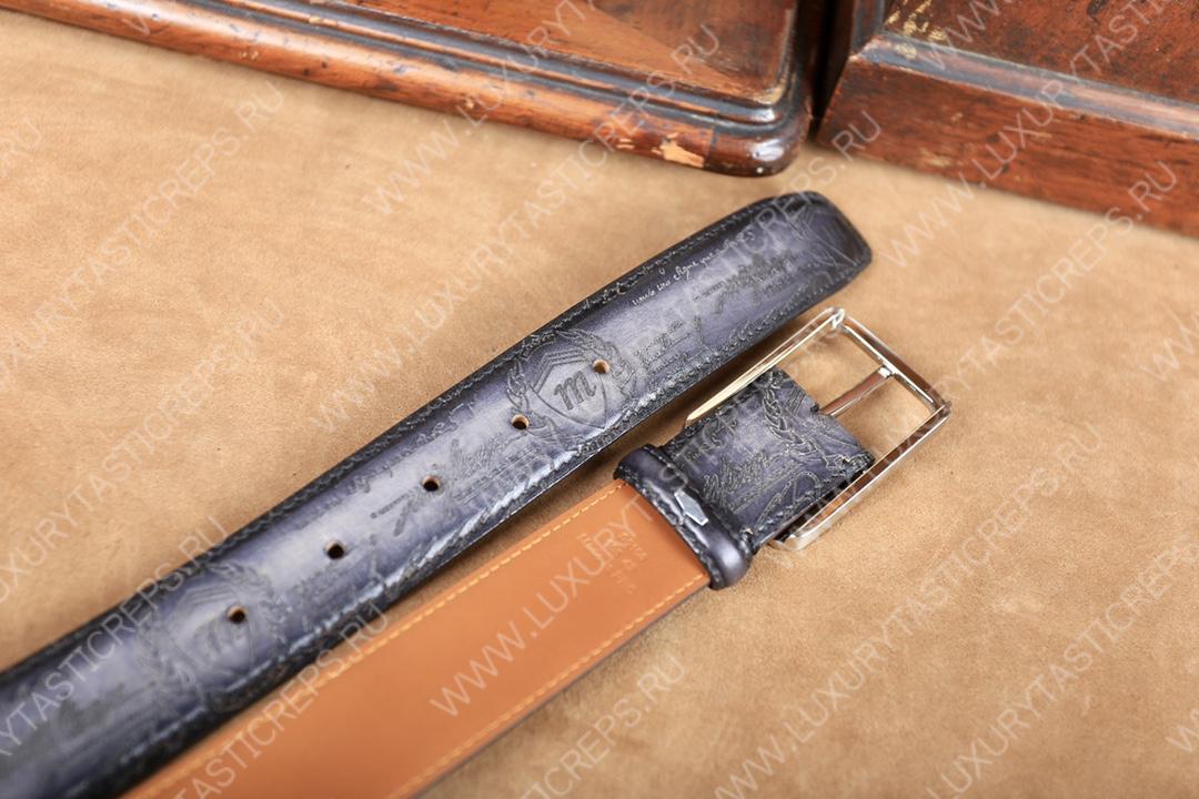 BERLUTI CLASSIC SCRITTO LEATHER BELT GREY C0002