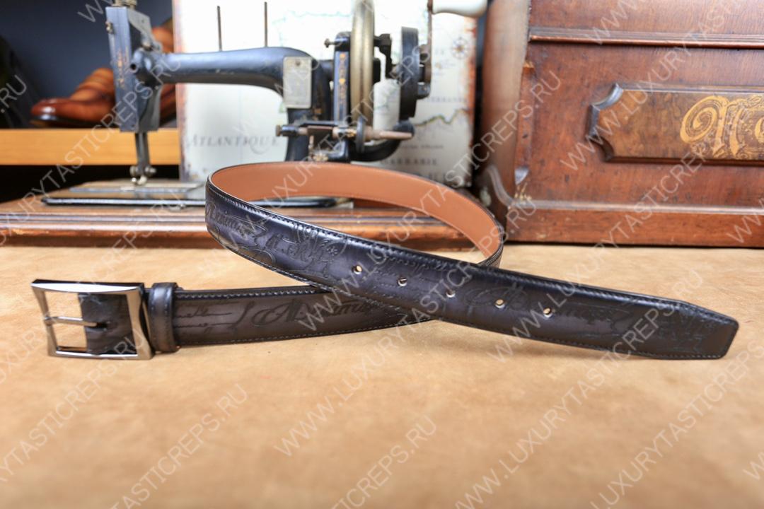 BERLUTI CLASSIC SCRITTO LEATHER BELT BLACK C0002