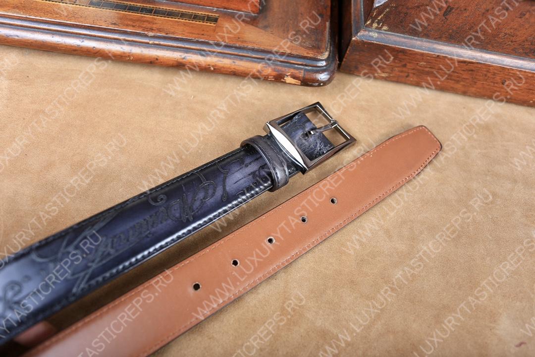 BERLUTI CLASSIC SCRITTO LEATHER BELT BLACK C0002