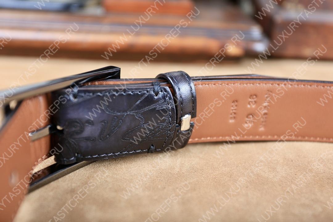 BERLUTI CLASSIC SCRITTO LEATHER BELT BLACK C0002