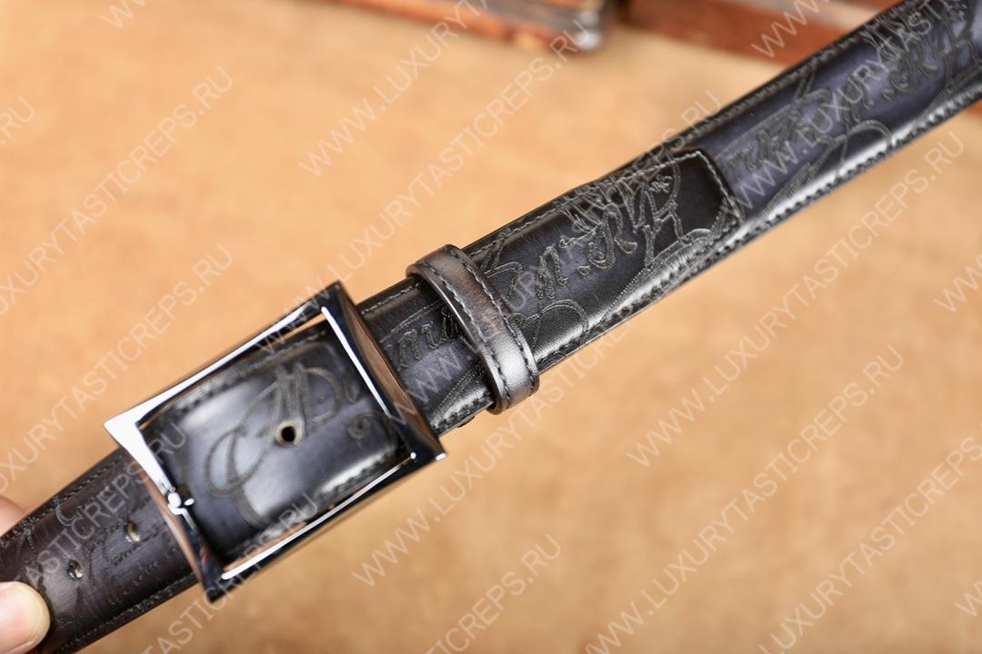BERLUTI CLASSIC SCRITTO LEATHER BELT BLACK C0002