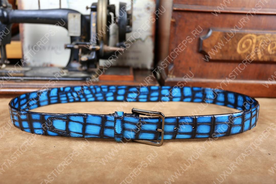 BERLUTI ALLIGATOR BELT BLUE C0035-E2