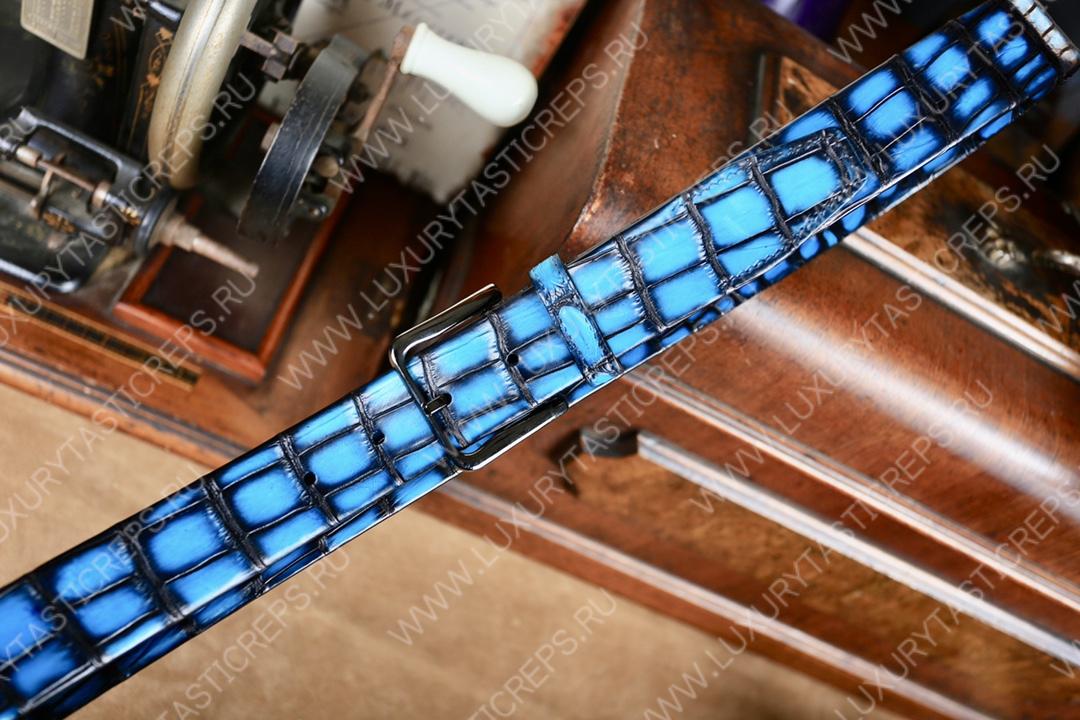 BERLUTI ALLIGATOR BELT BLUE C0035-E2